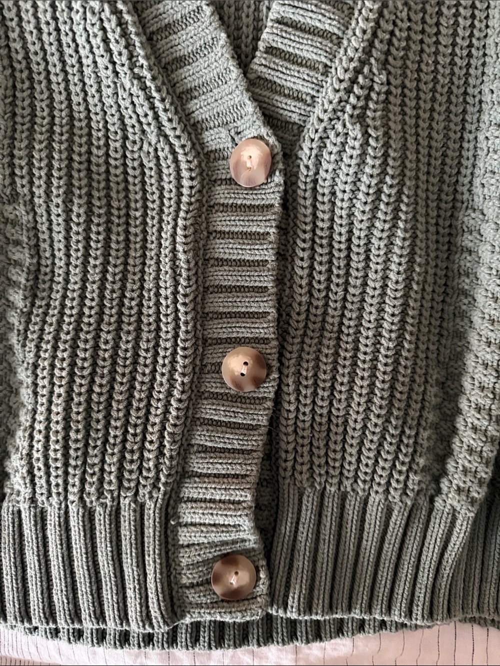 Abercrombie & Fitch Sage Green Textured Knit Button Cardigan - Picture 3 of 6